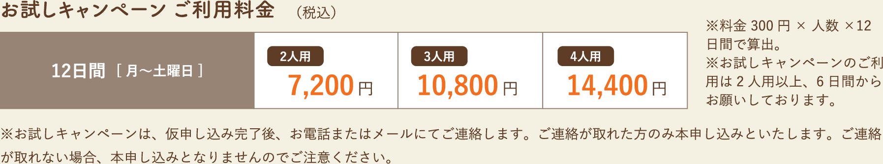 お試しキャンペーン ご利用料金